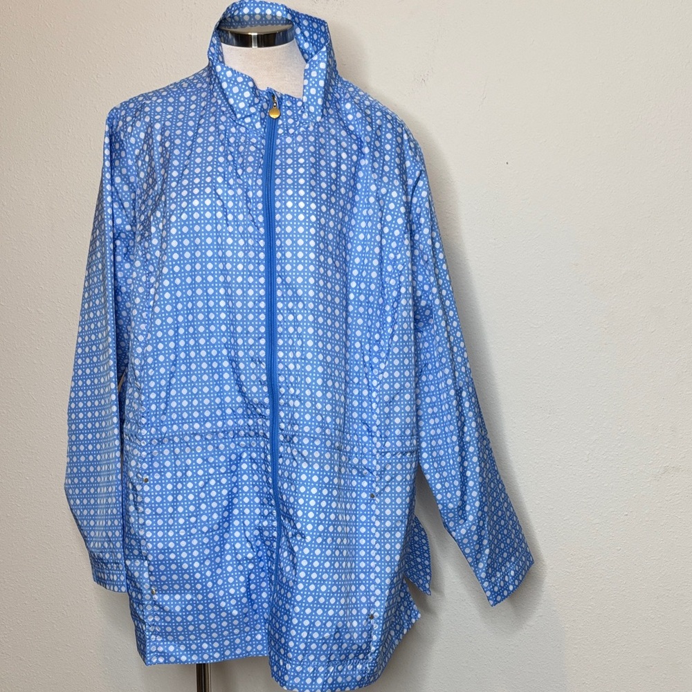 Sport Savvy size 3X Stylish Blue Geometric windbreaker